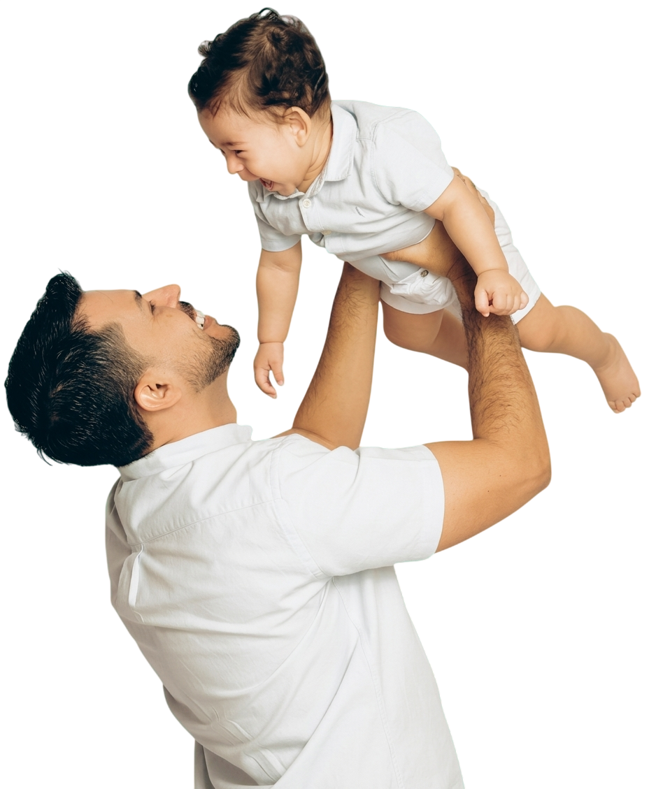 Father and baby smiling