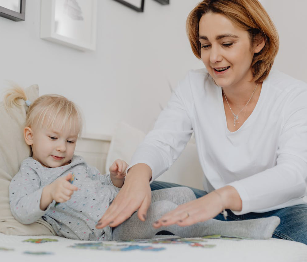 Mother and child playing